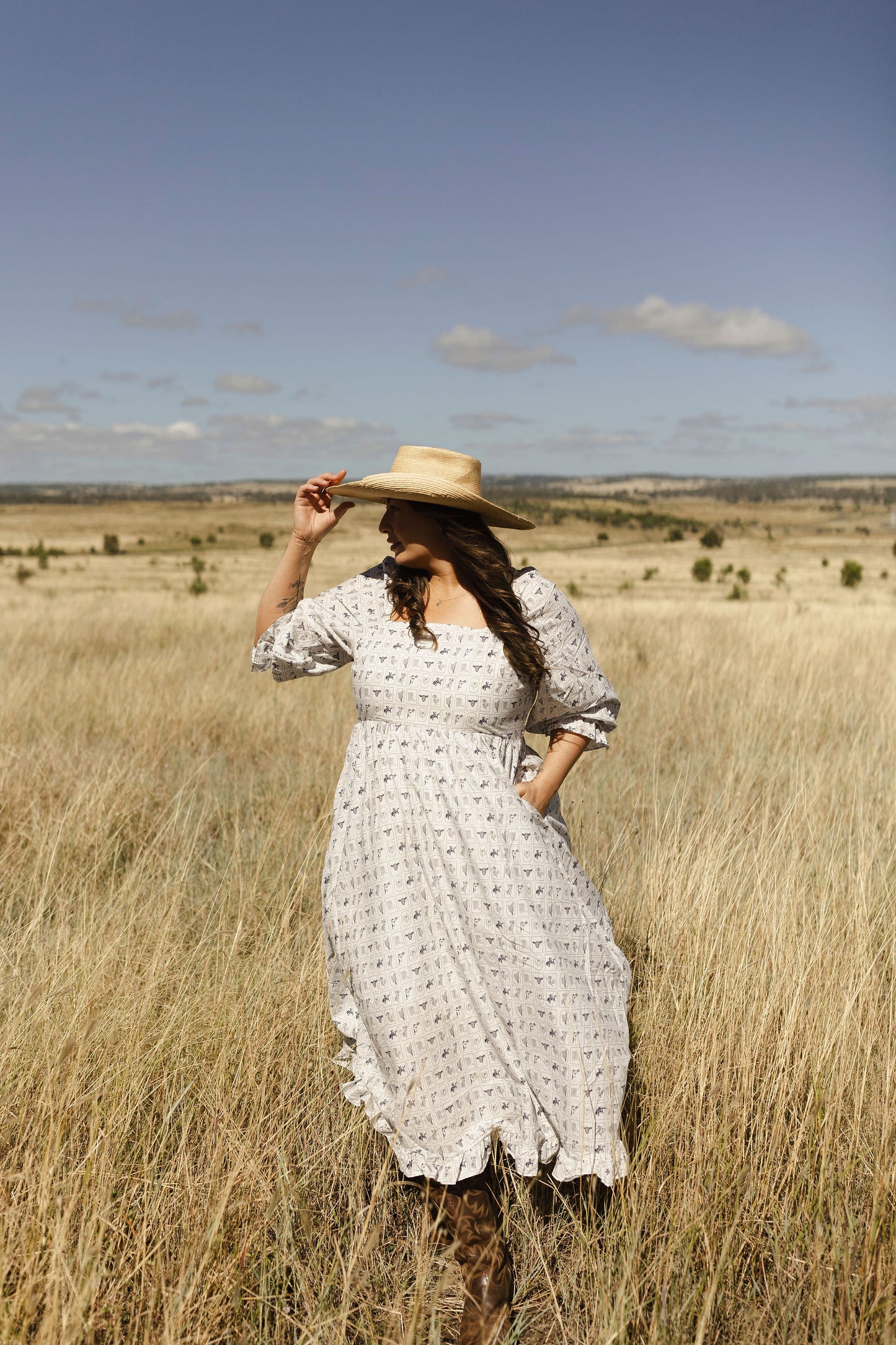 Western Print Midi Dress