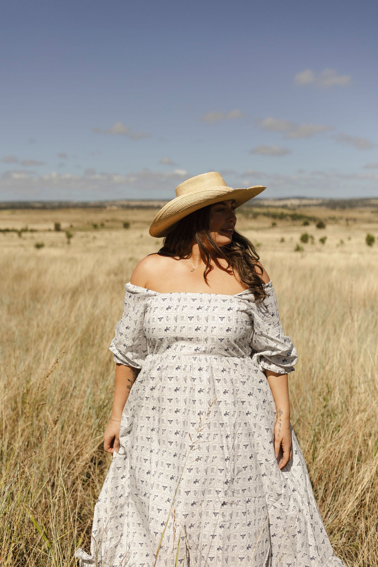 Western Print Midi Dress