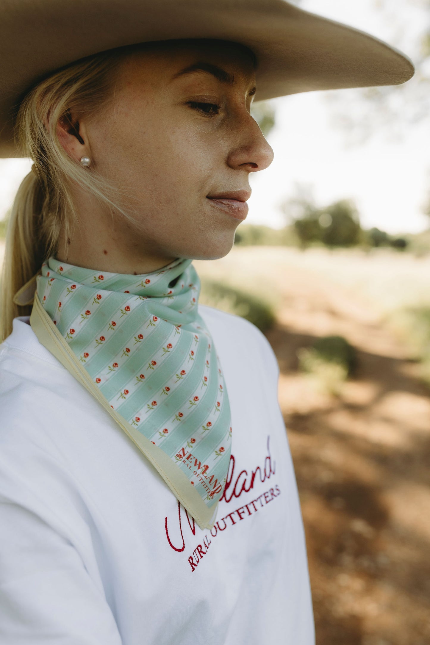 Floral Mint Stripe Bandana