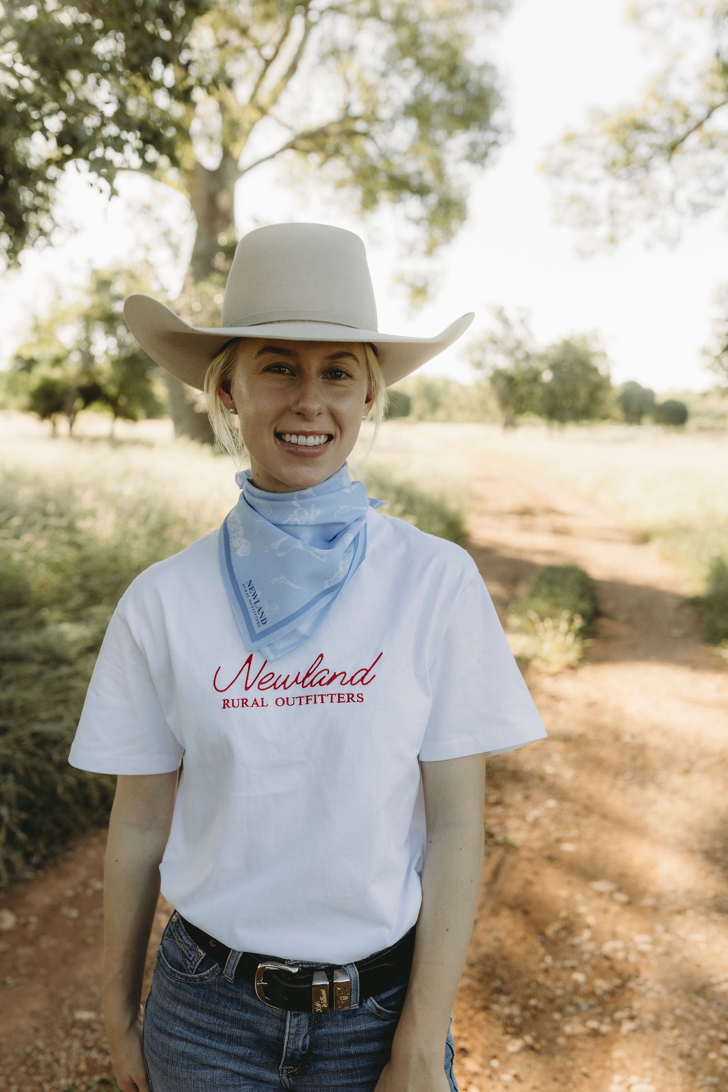 Cowboy Hand Drawn Bandana - Blue