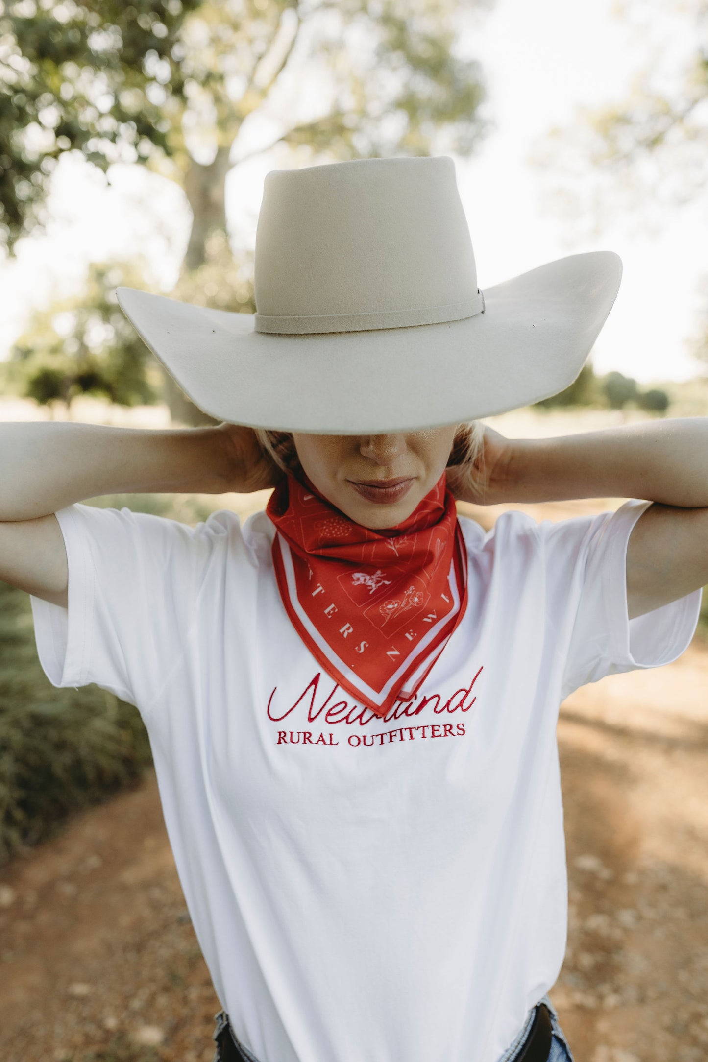 Western Hand Drawn Bandana - Red