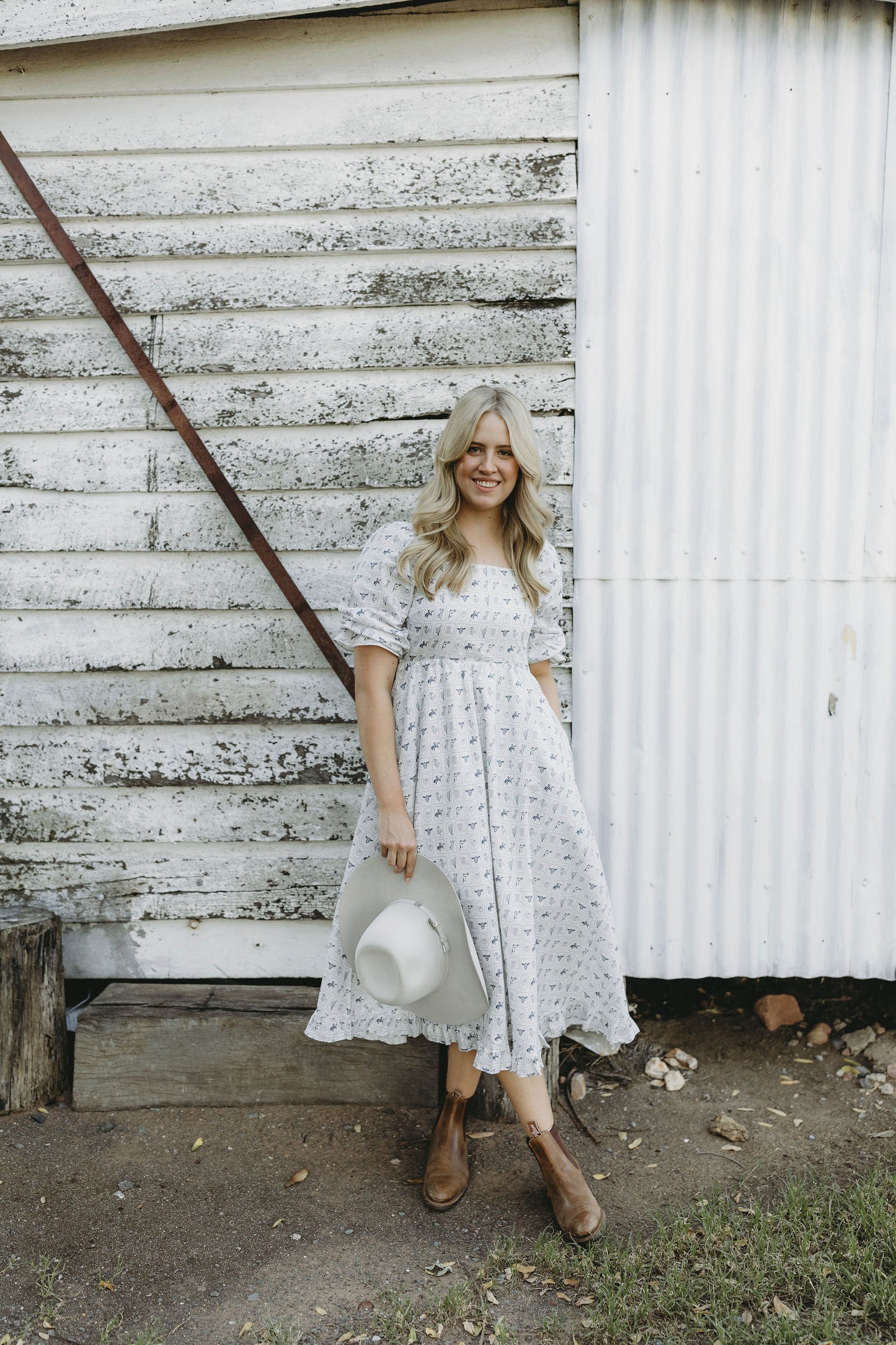 Western Print Midi Dress