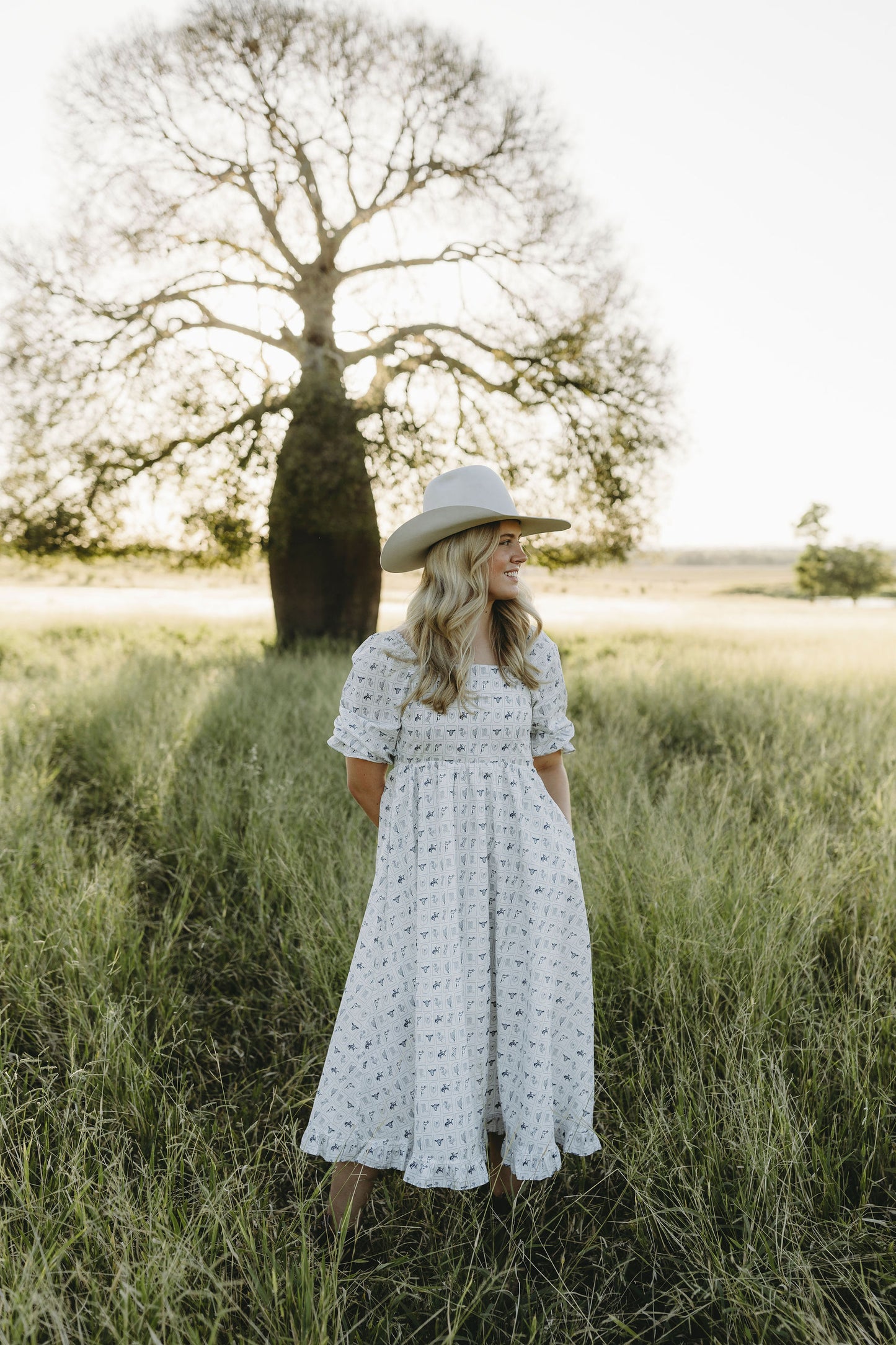 Western Print Midi Dress