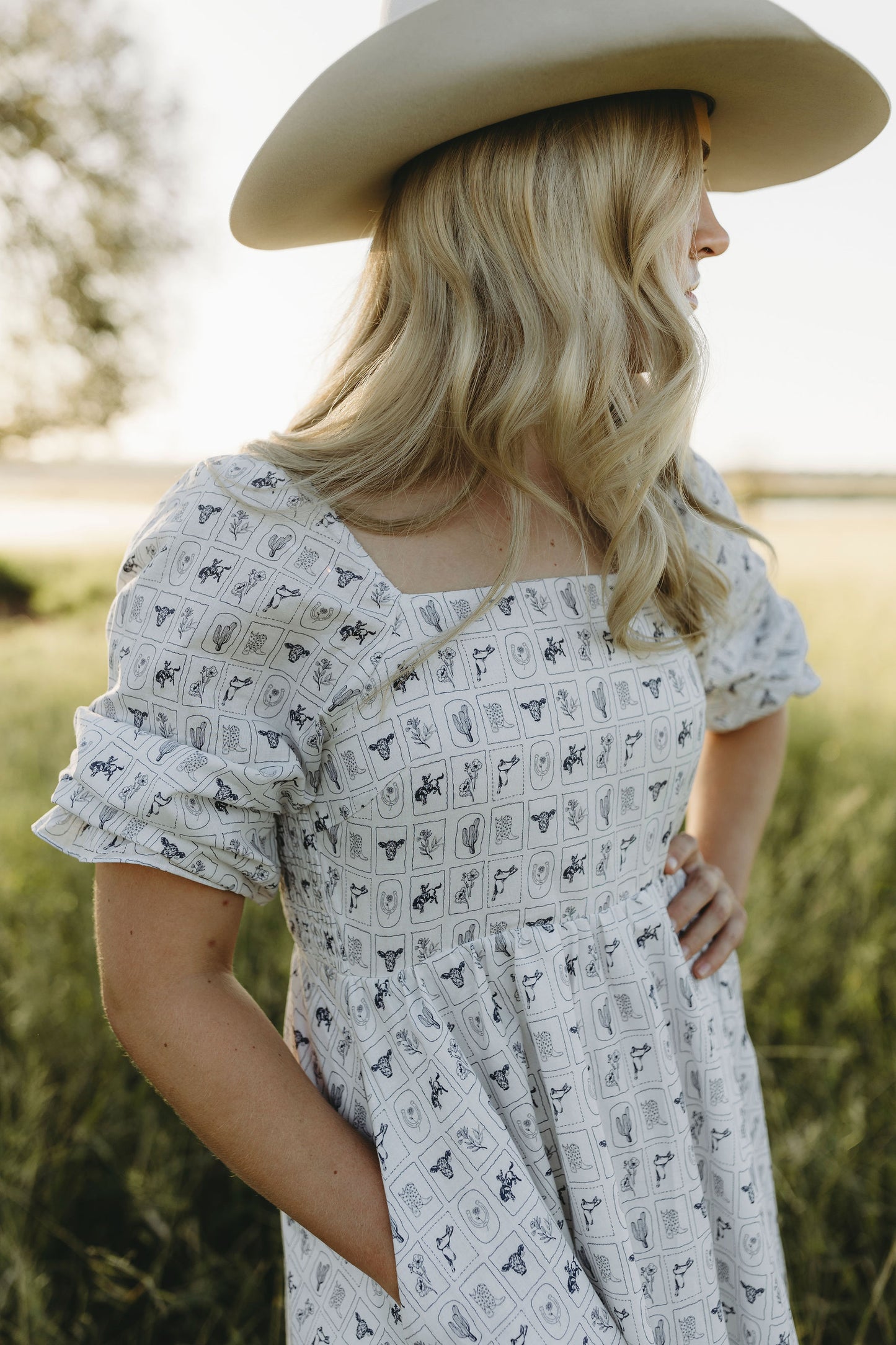 Western Print Midi Dress