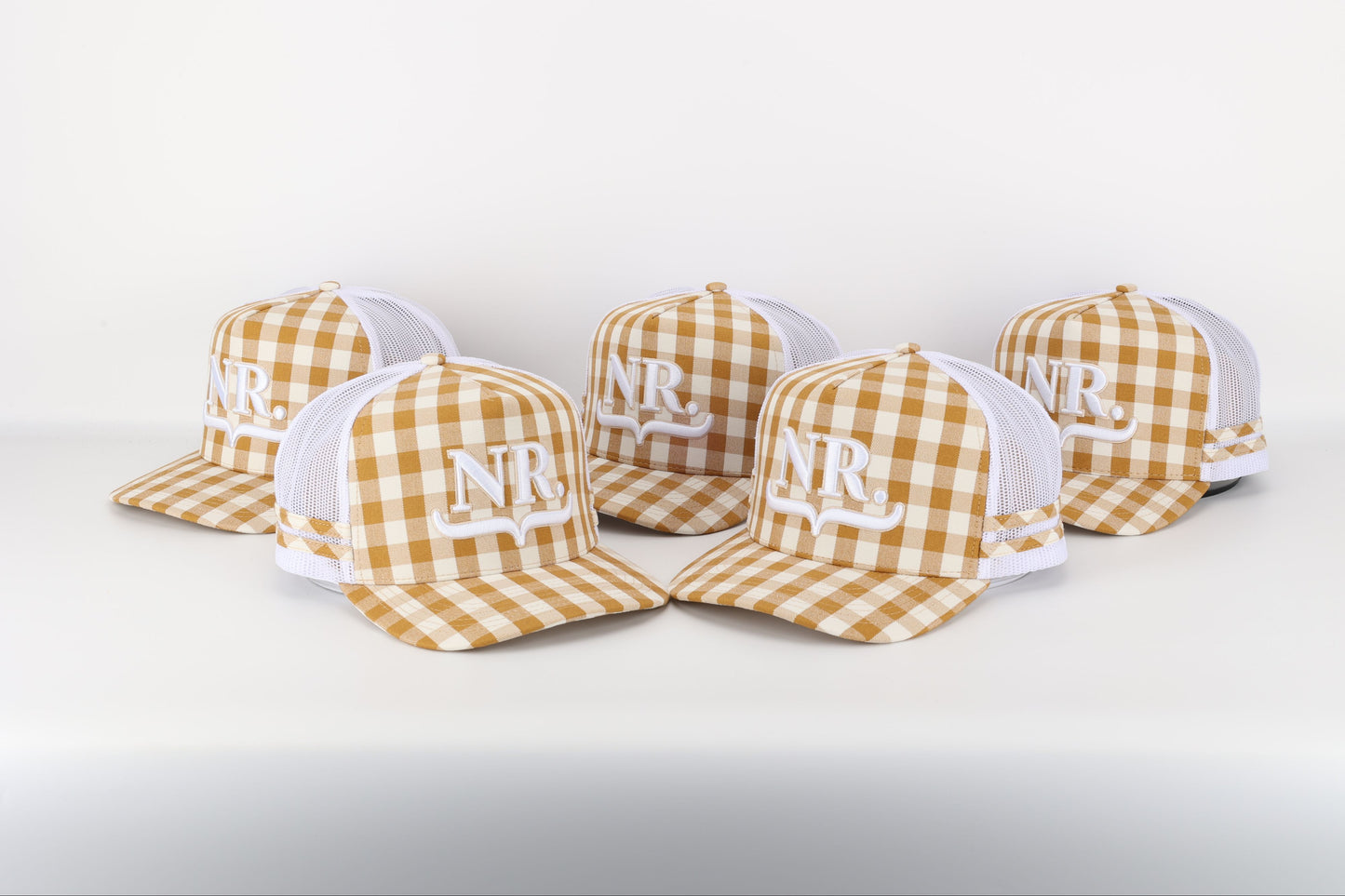 Rust Gingham Trucker Cap