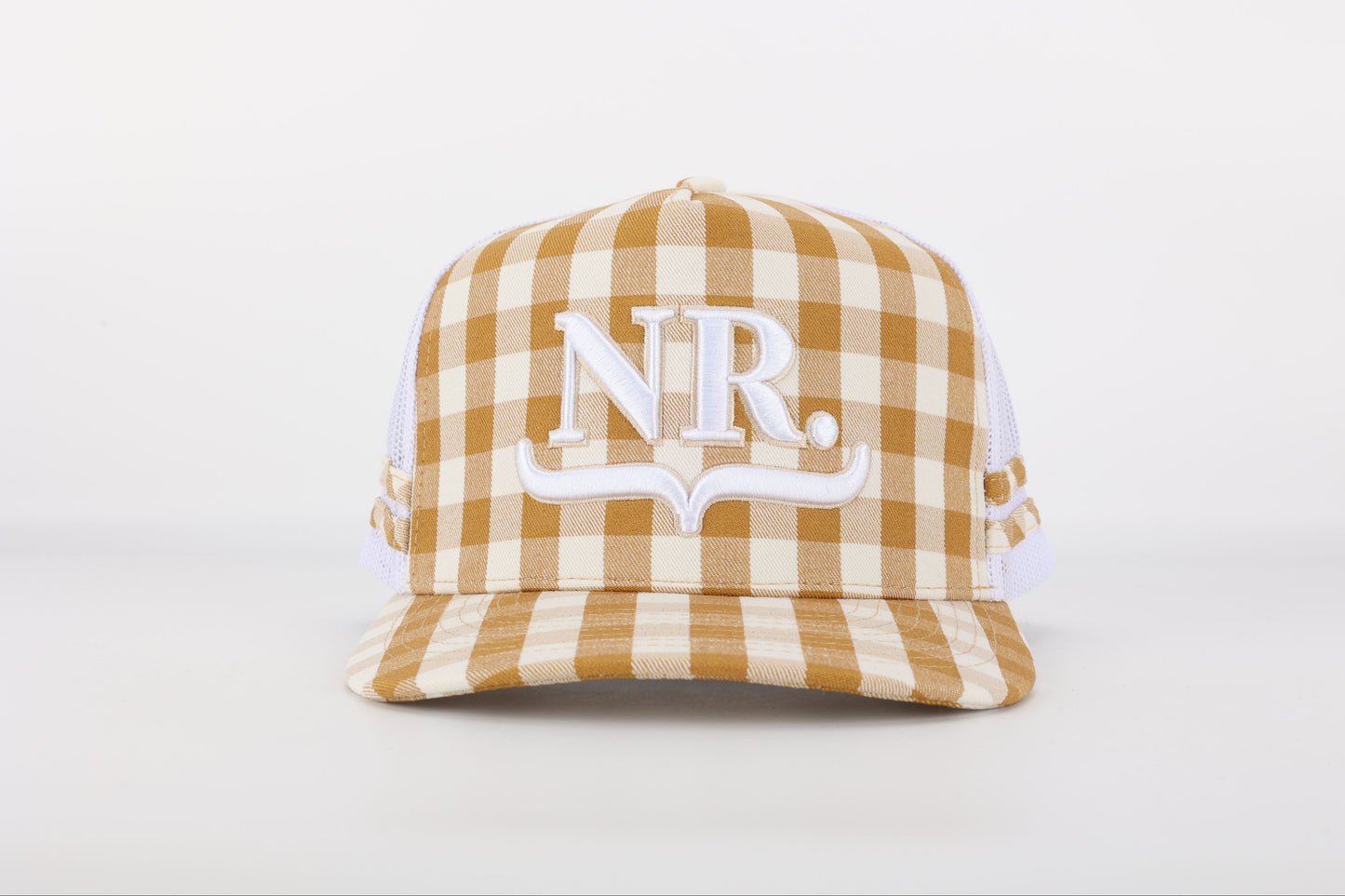 Rust Gingham Trucker Cap