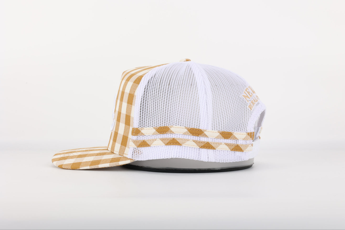 Rust Gingham Trucker Cap