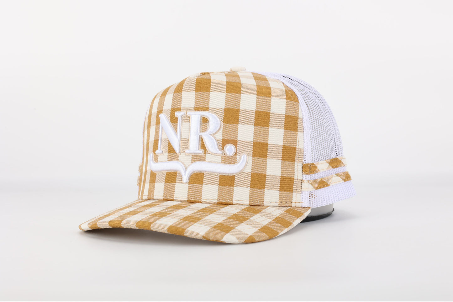 Rust Gingham Trucker Cap