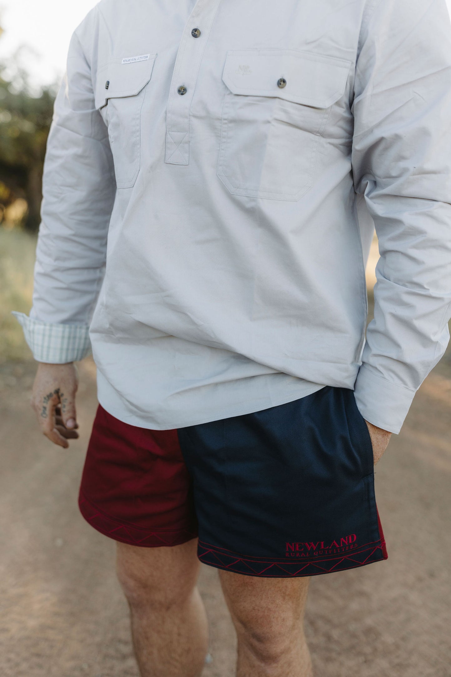 Men's Work Short - Navy & Maroon