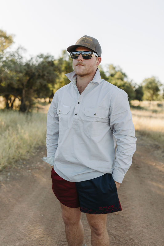Men's Work Short - Navy & Maroon