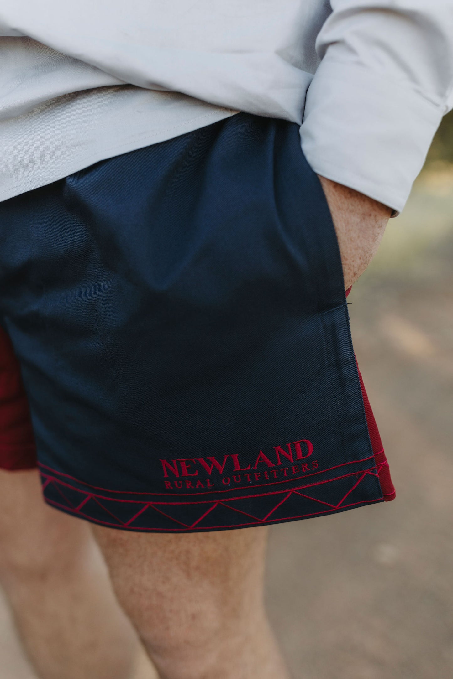 Men's Work Short - Navy & Maroon