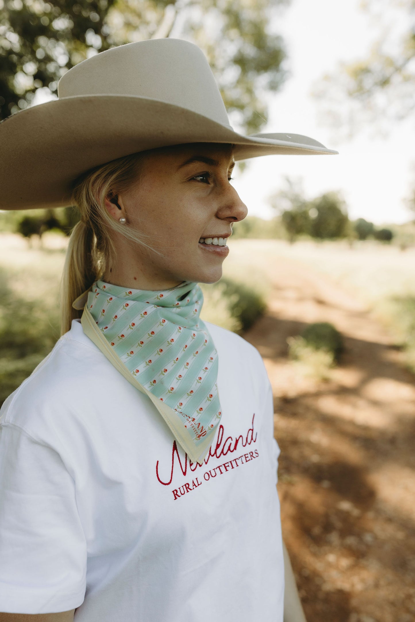 Floral Mint Stripe Bandana