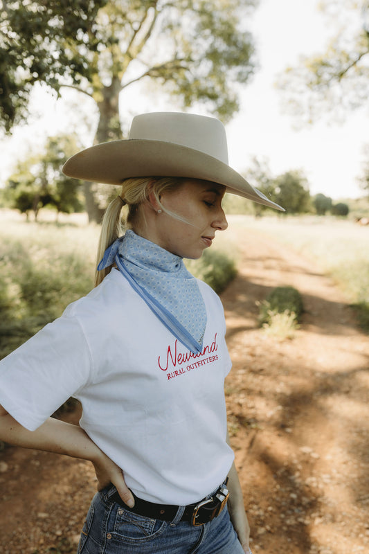 Blue Floral Gingham Bandana