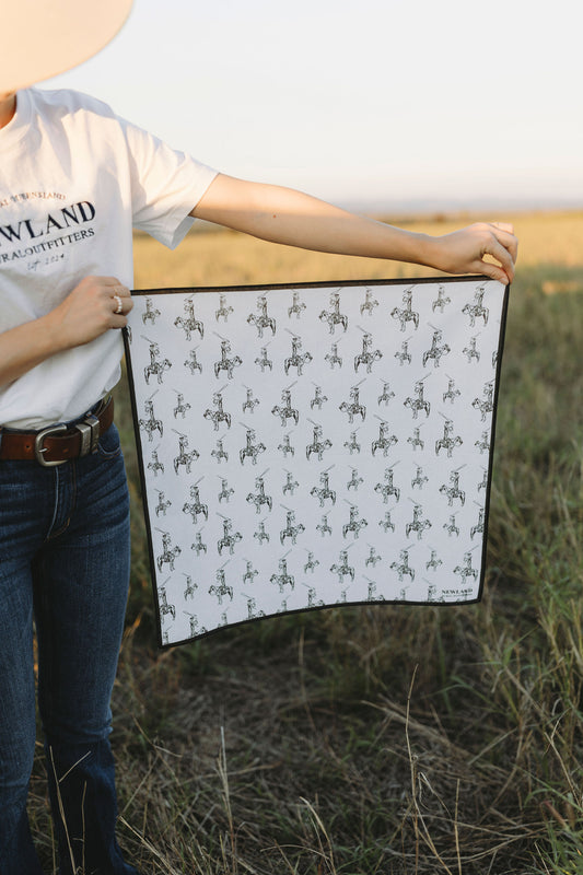 Rancher Hand Drawn Bandana - Black & White