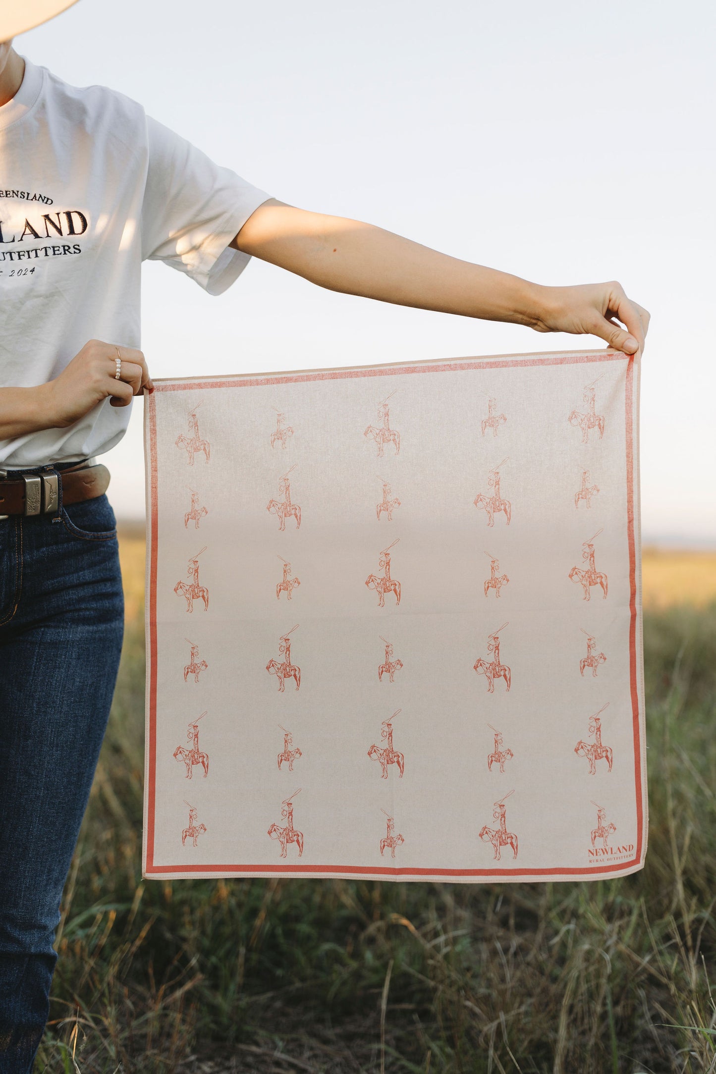 Rancher Hand Drawn Bandana - Beige