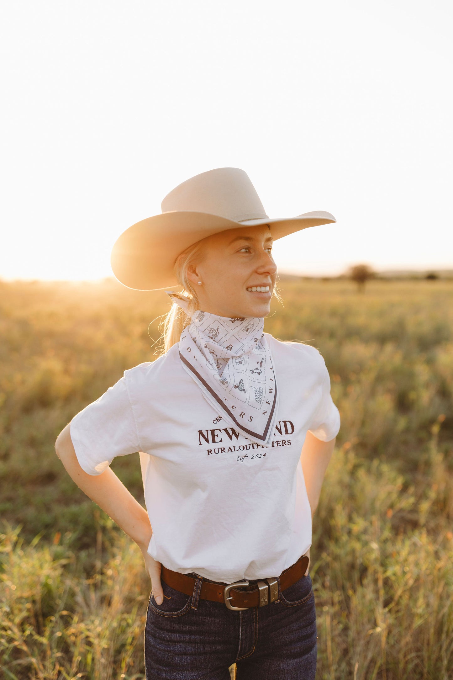 Western Hand Drawn Bandana - Navy