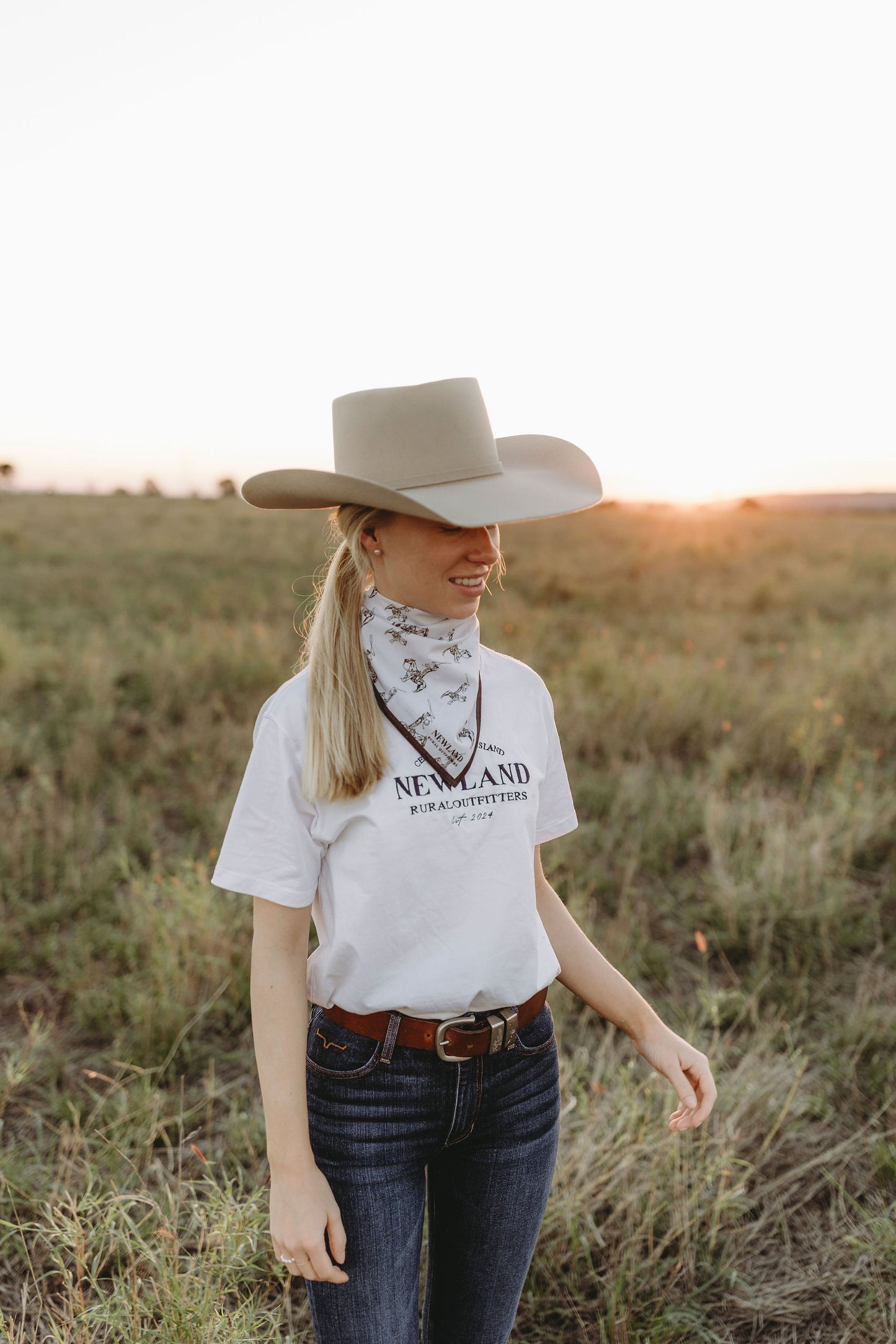 Rancher Hand Drawn Bandana - Black & White