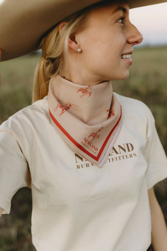 Rancher Hand Drawn Bandana - Beige