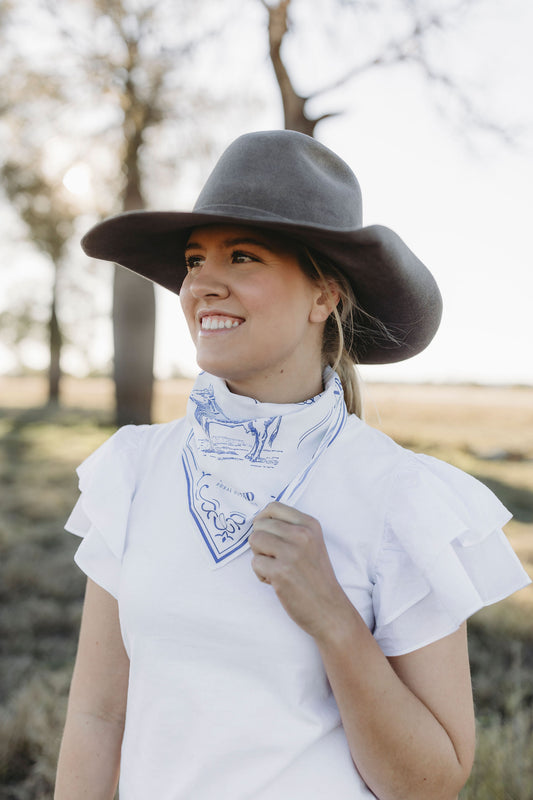 Vintage Cow Bandana - Blue