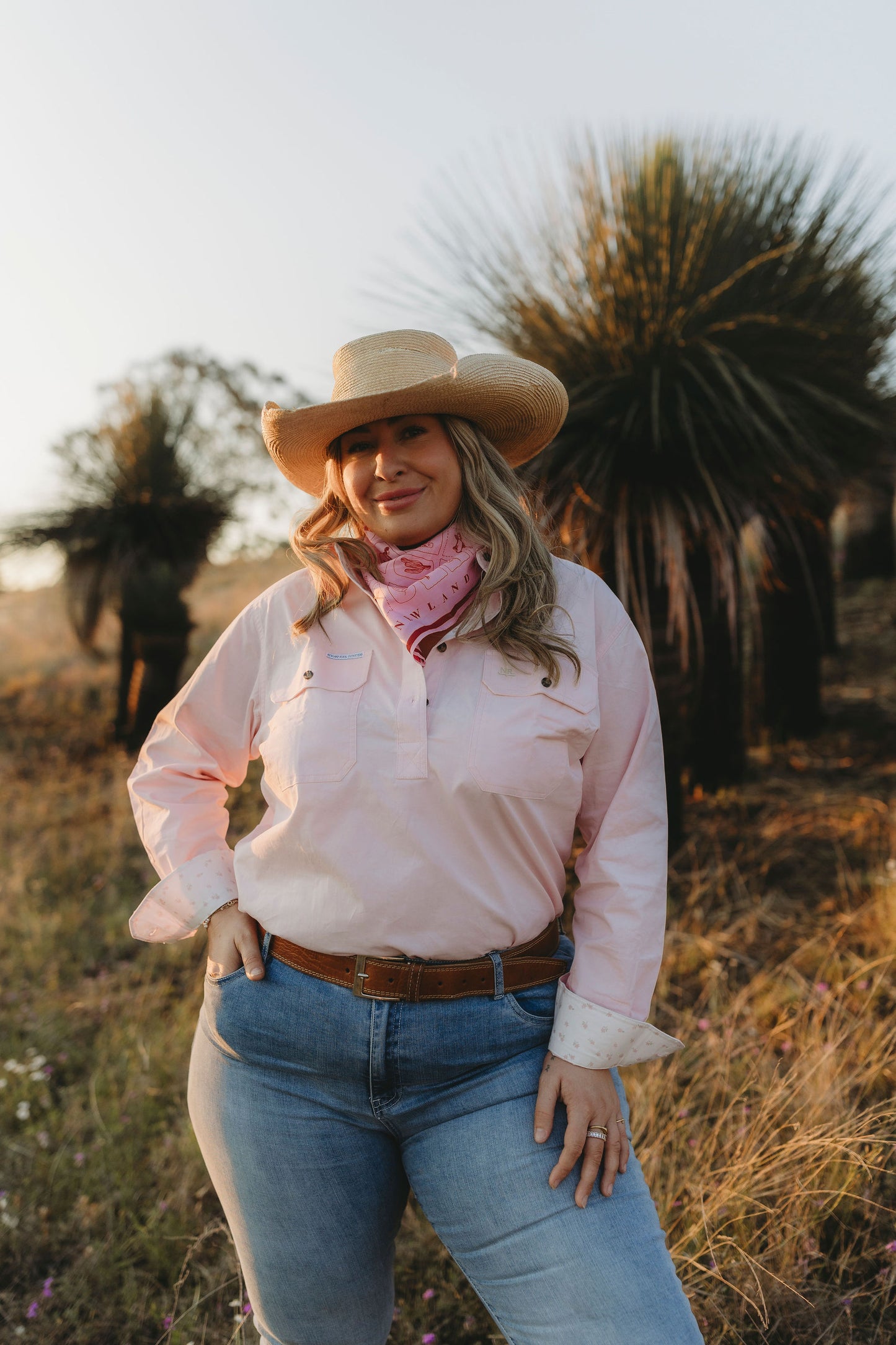 Isla Half Button Workshirt - Pink Floral