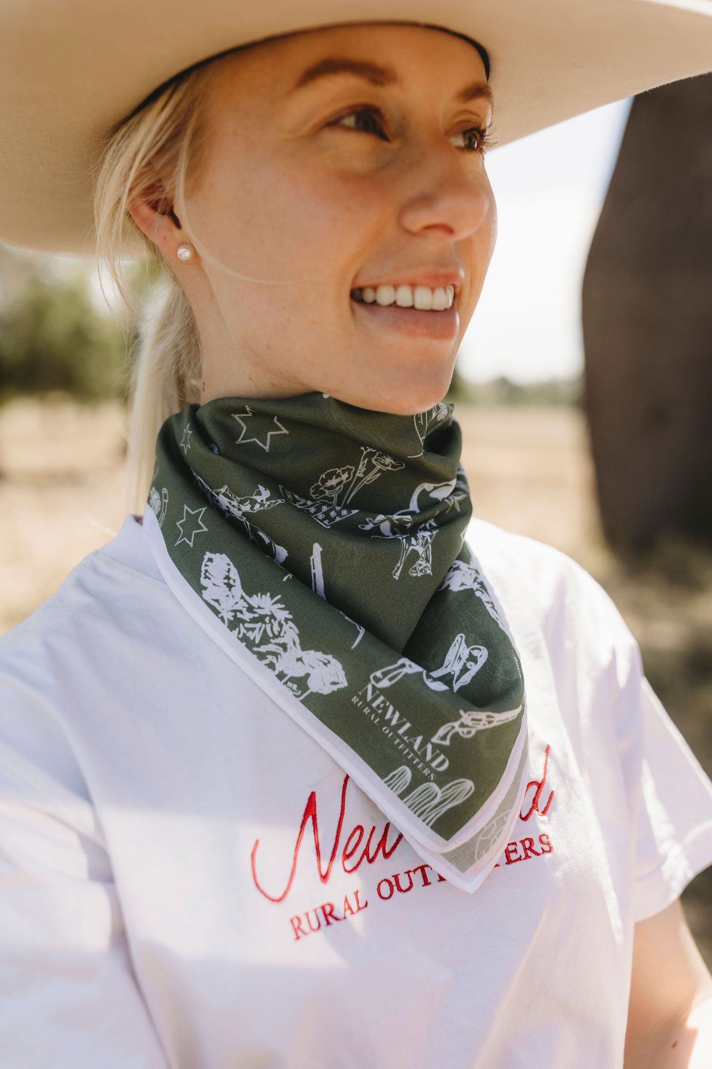 Cowboy Hand Drawn Bandana - Green