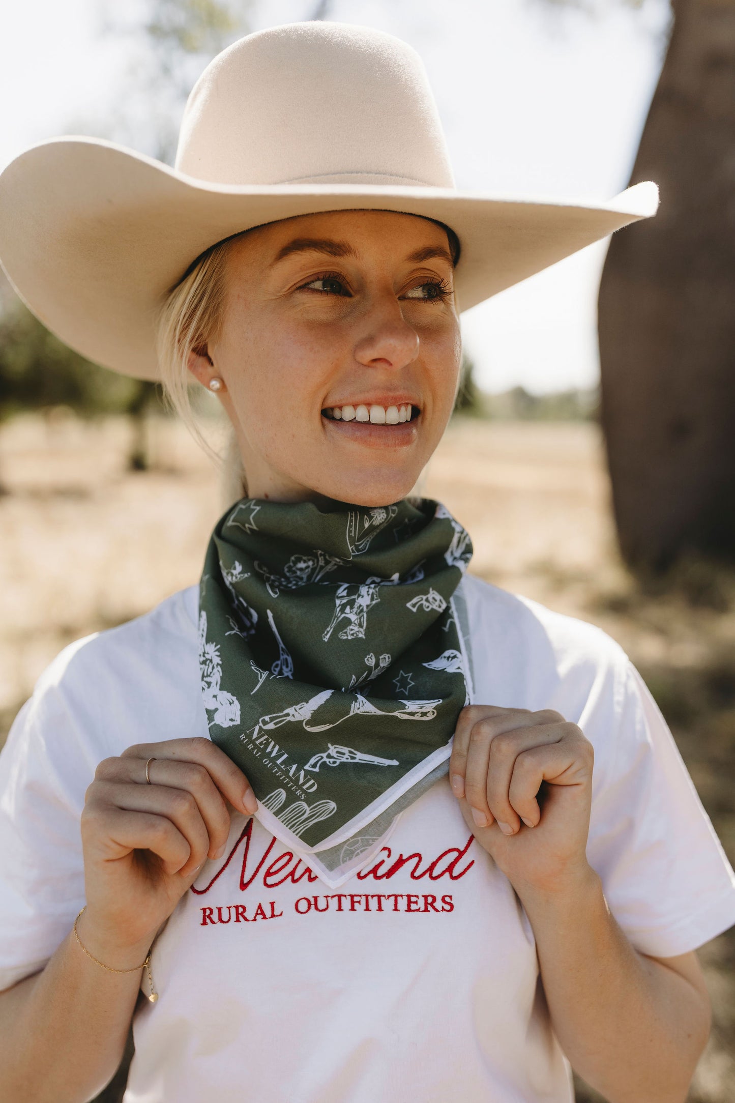 Cowboy Hand Drawn Bandana - Green