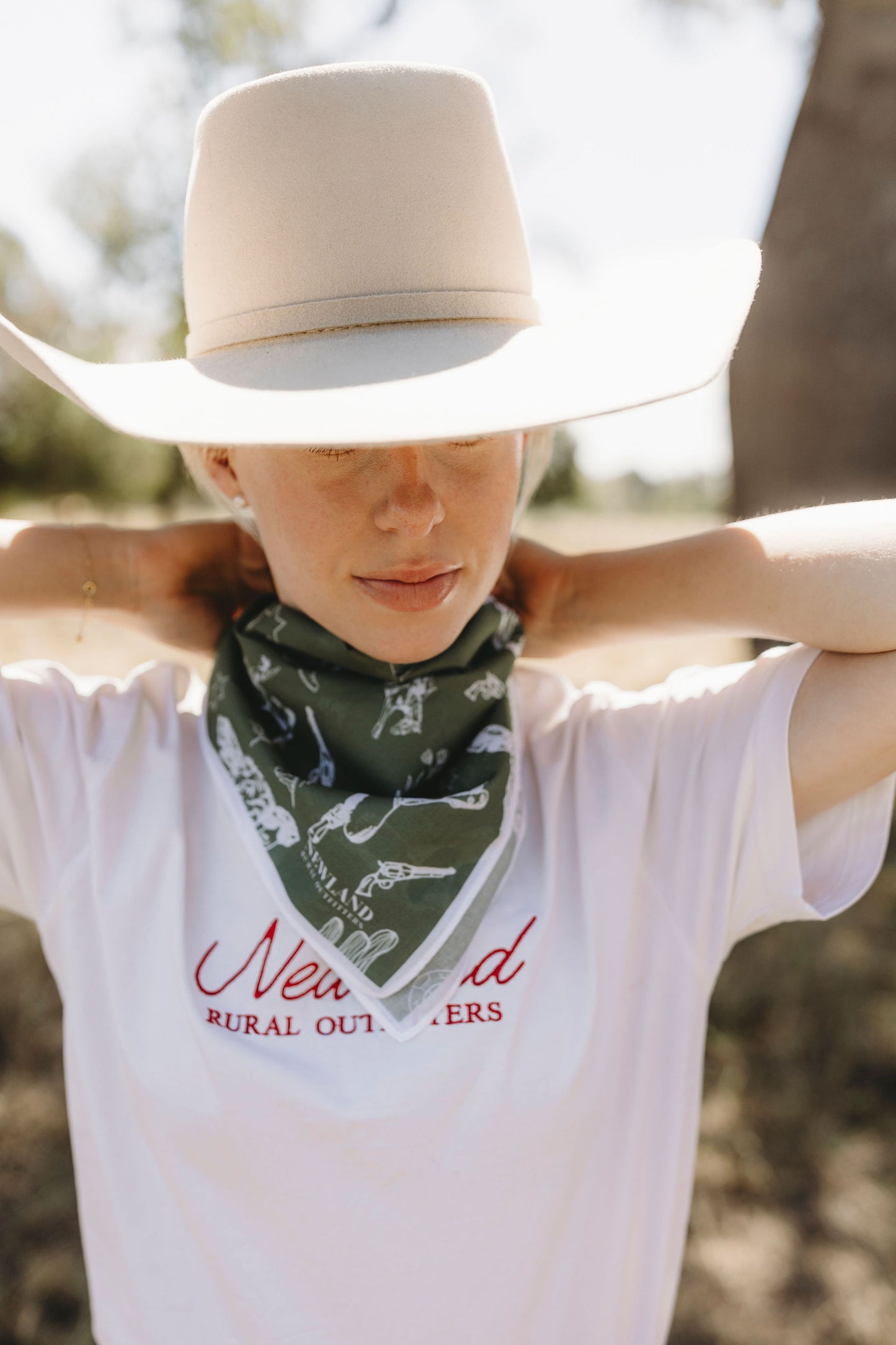 Cowboy Hand Drawn Bandana - Green