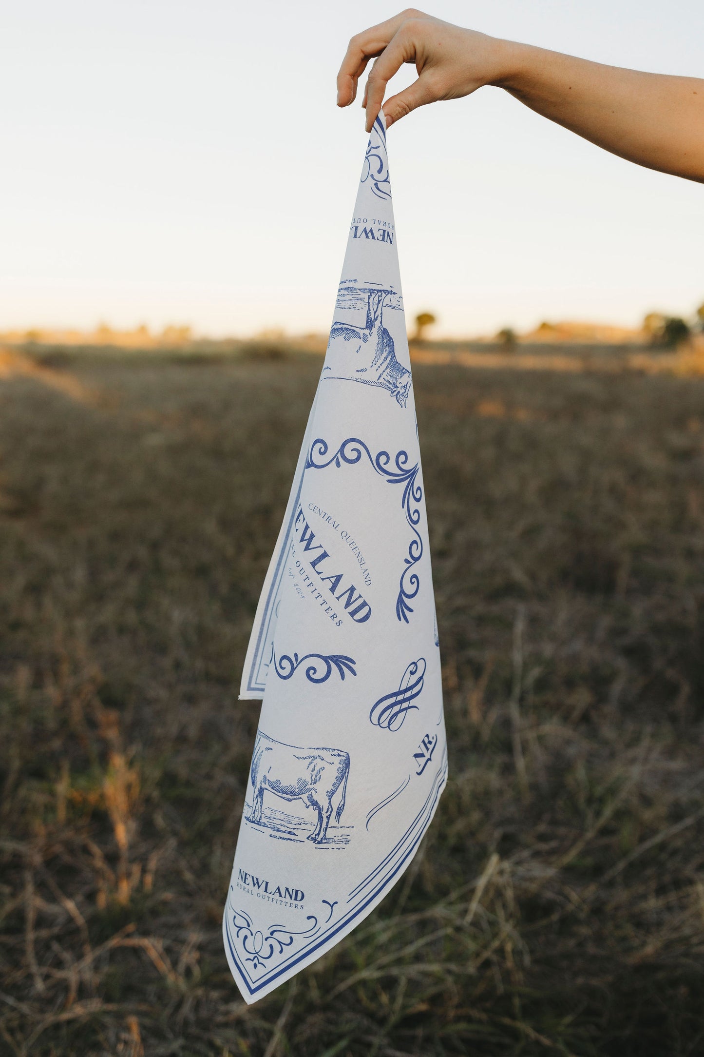 Vintage Cow Bandana - Blue