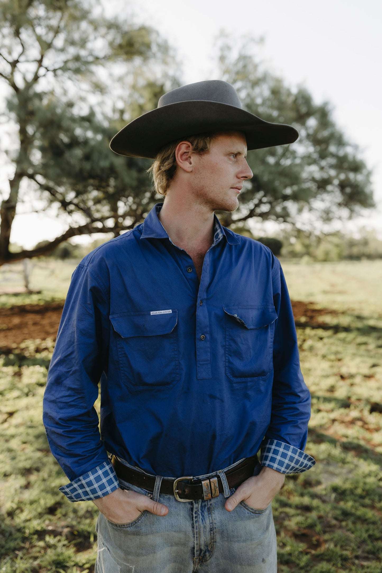 Dawson Half Button Workshirt - Navy