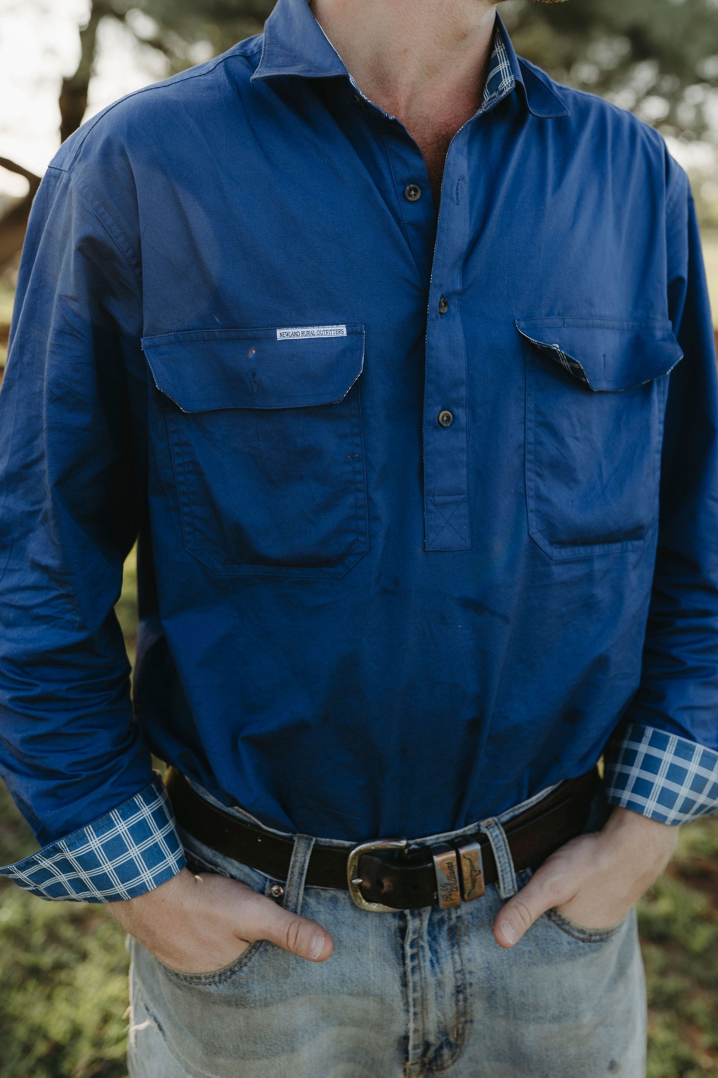 Dawson Half Button Workshirt - Navy