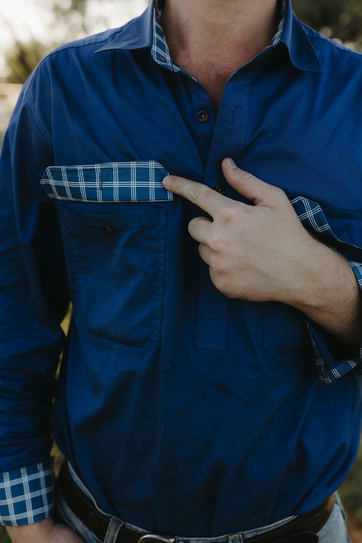 Dawson Half Button Workshirt - Navy