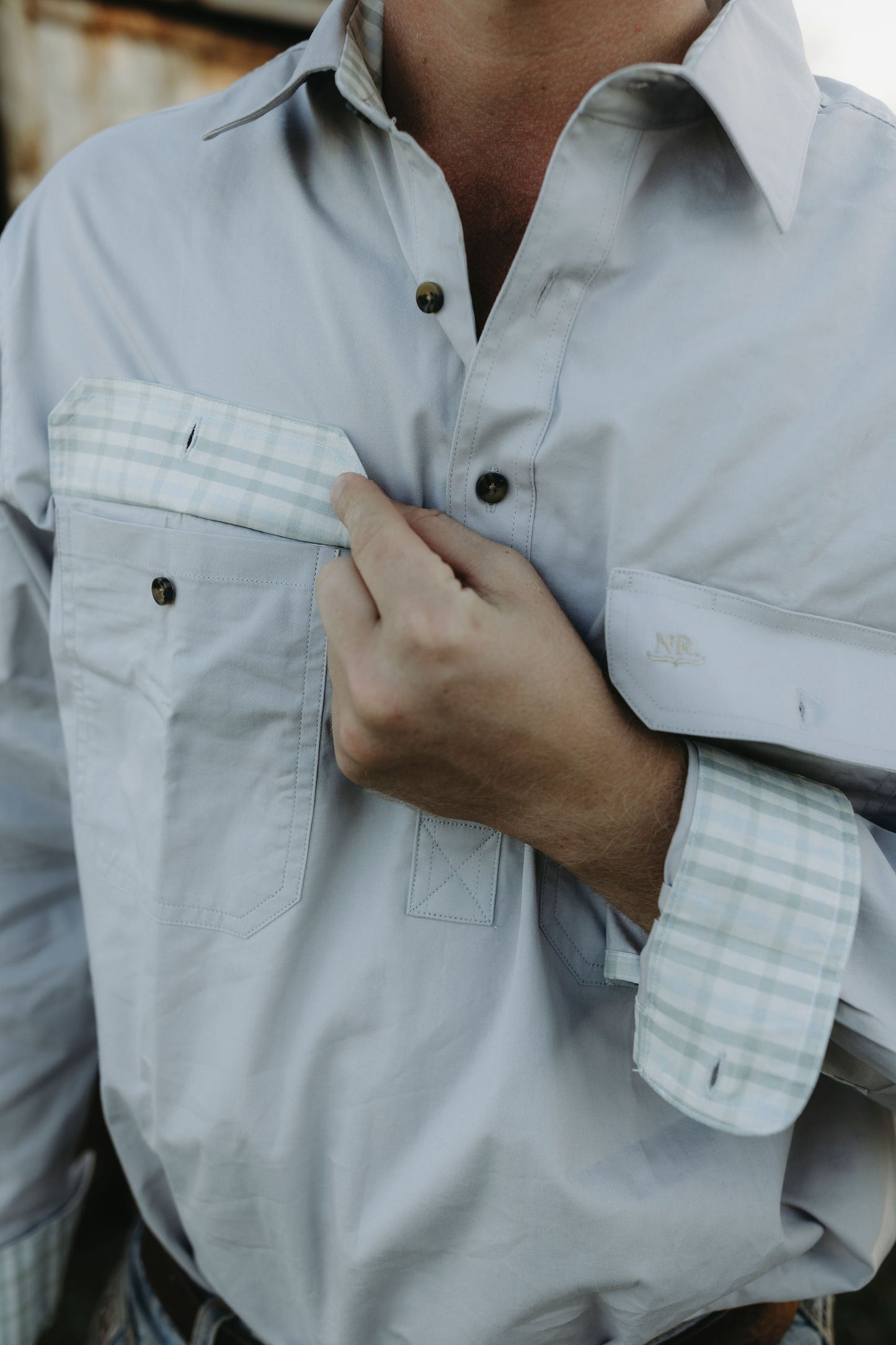 Dawson Half Button Workshirt - Grey