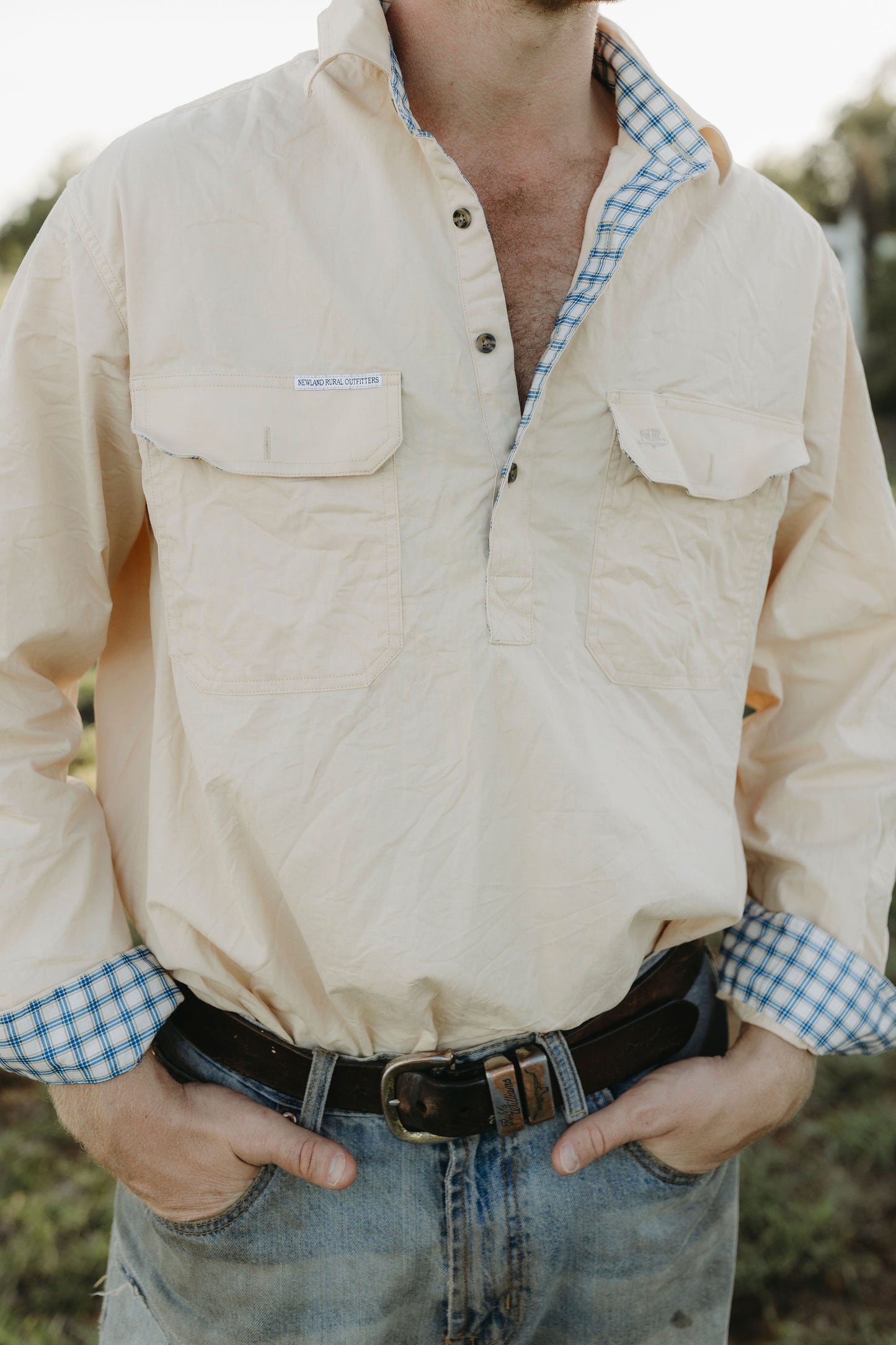 Dawson Half Button Workshirt - Sand